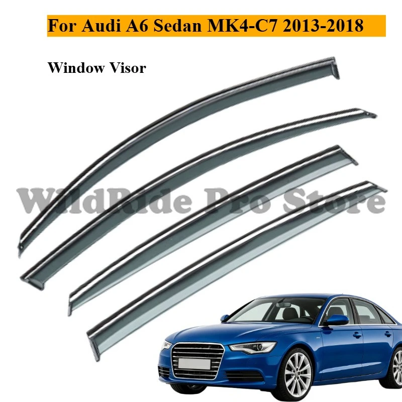 Deflectores de ventana, deflectores de lluvia, viseras para puertas, protectores contra la intemperie para Audi A6 Sedan MK4-C7 2013-2018, accesorios resistentes