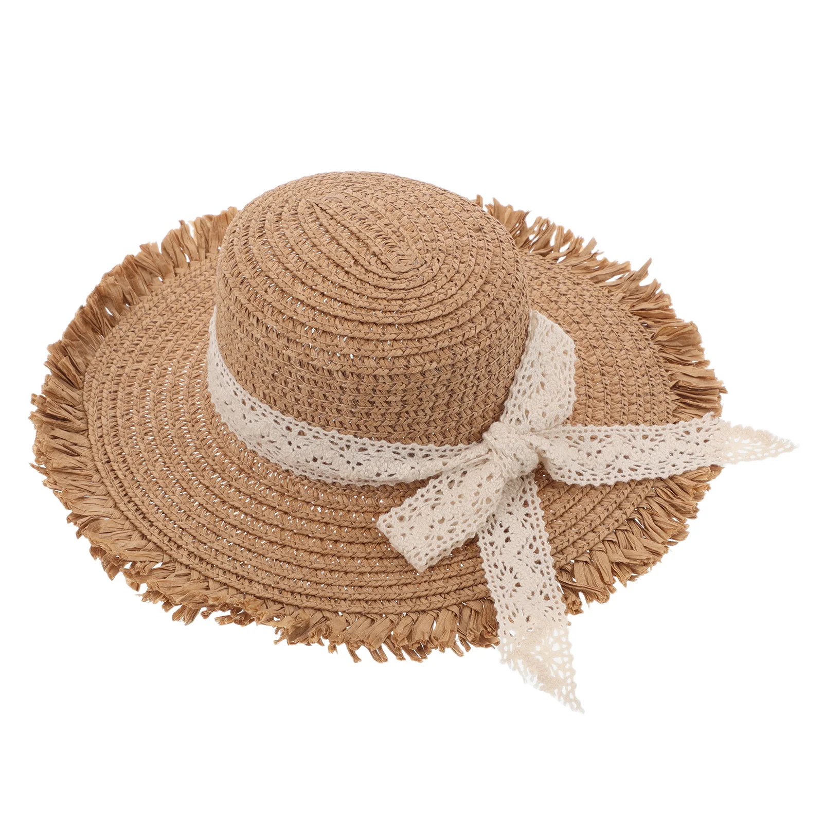

Small Hats Foldable Khaki Caps Miniature Woven Accessories Craft Supplies Lace Bow Decorations Tiny Rustic Hat
