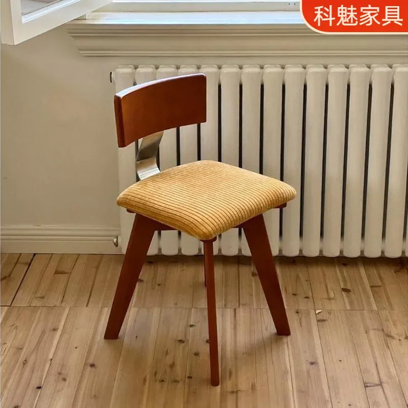DSA backrest chair, vintage wabi-sabi style stool, vanity chair, minimalist French vintage casual uptight chair