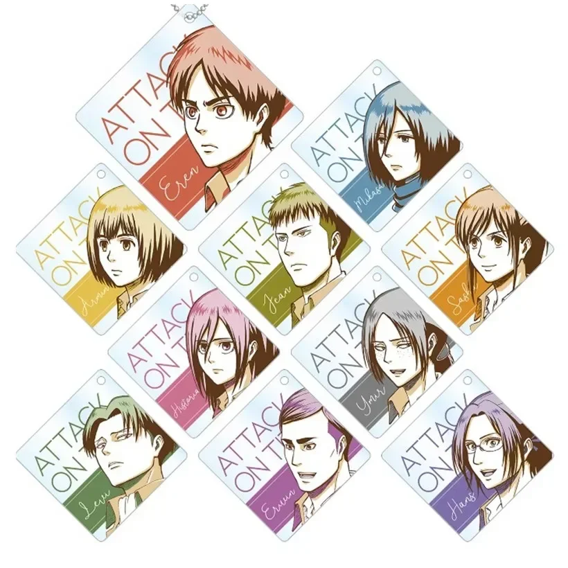 เกม Jean Erwin พวงกุญแจตุ๊กตาอะนิเมะ Levi Mikasa Eren Yeager Armin พวงกุญแจอะคริลิคสําหรับของขวัญ