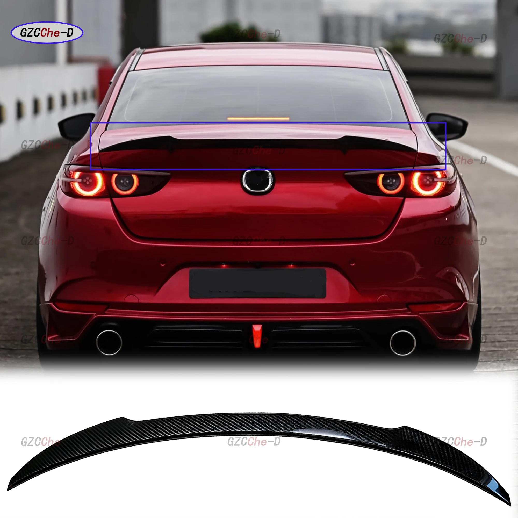 For Mazda 3 Axela 2020-2024 rear spoiler carbon fiber trunk lid diffuser aerodynamic kit rear wing