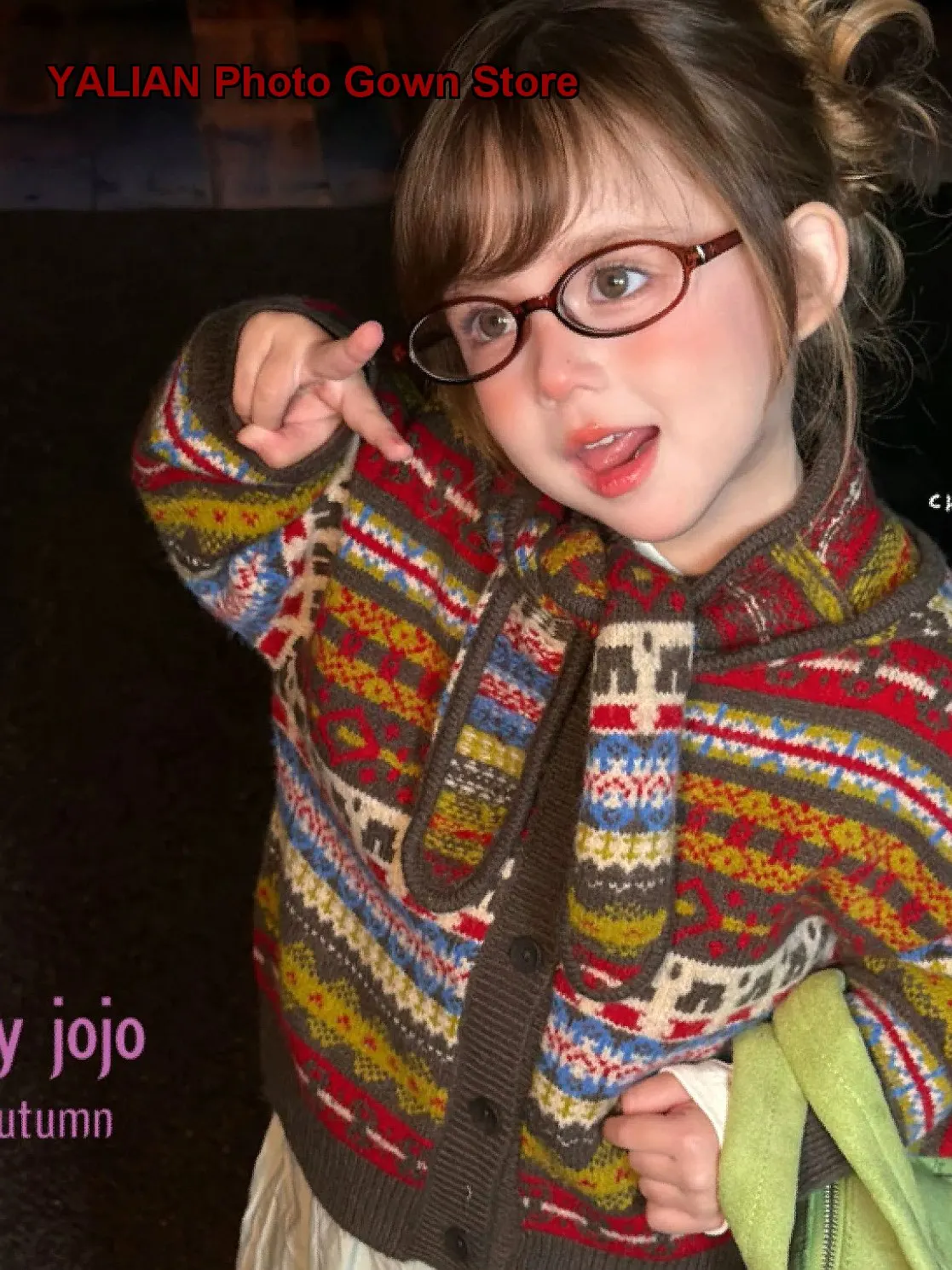 Girls Fair Isle Knit Cardigan Top 2026 Autumn Sweet Children's Trendy Coat Kids