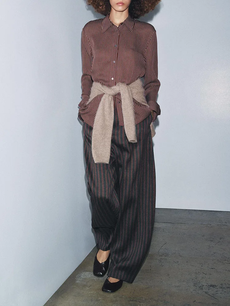 2025 Winter New Sweet Ele Casual Striped irt Women's Faionable Versatile Leisure Clothing Traditional Ethnic Stage Co...