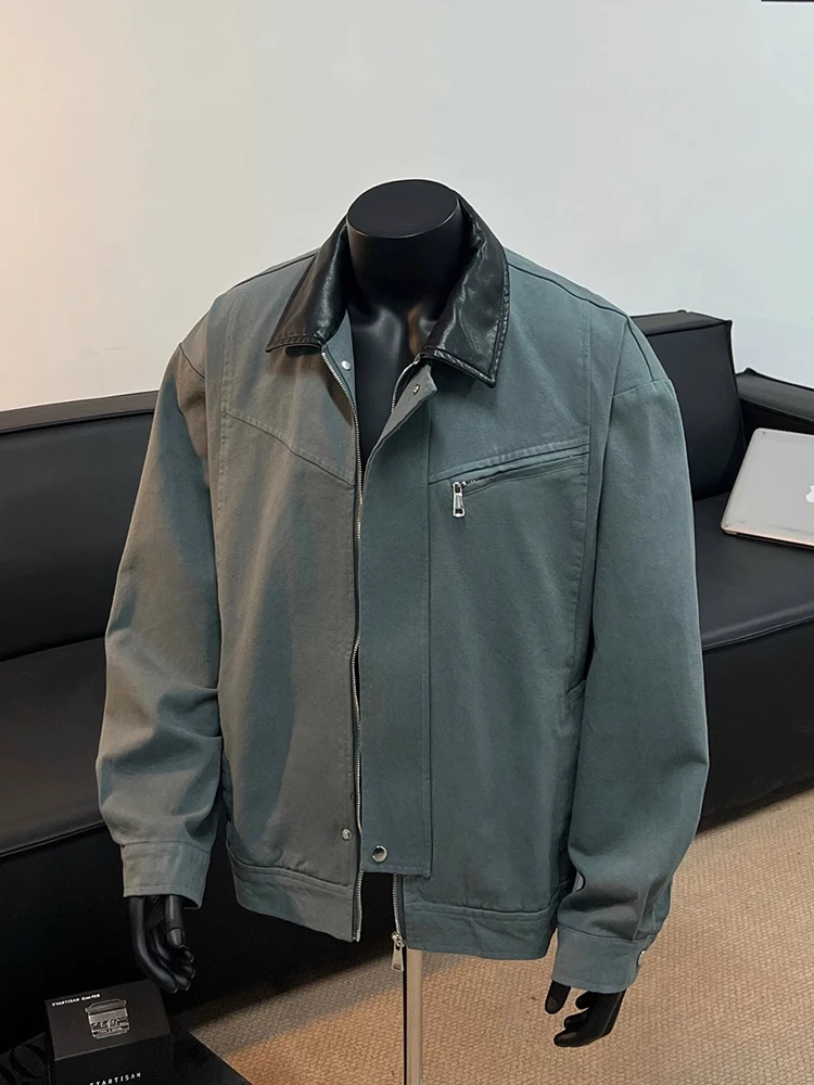 

American Retro Detroit Canvas Jaet Men's Autumn Winter Cleanfit Design High-End Workwear Outerwear Loose Fit Zipper Decor