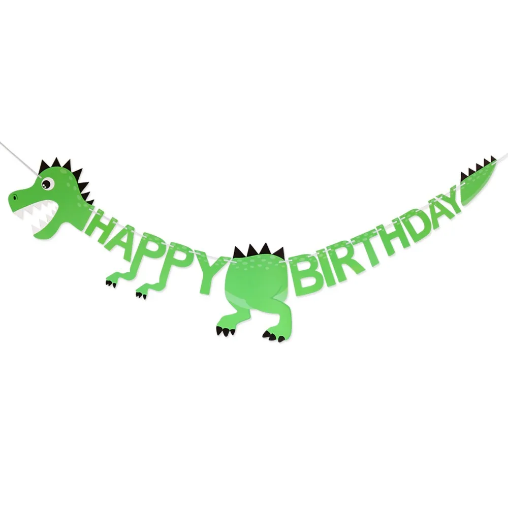 Cartoon Dinosaurier Happy Birthday Banner Dschungel Safari Dino Thema Happy Roar Kinder Jungen Mädchen Geburtstagsparty Girlanden Deko – Detail 7