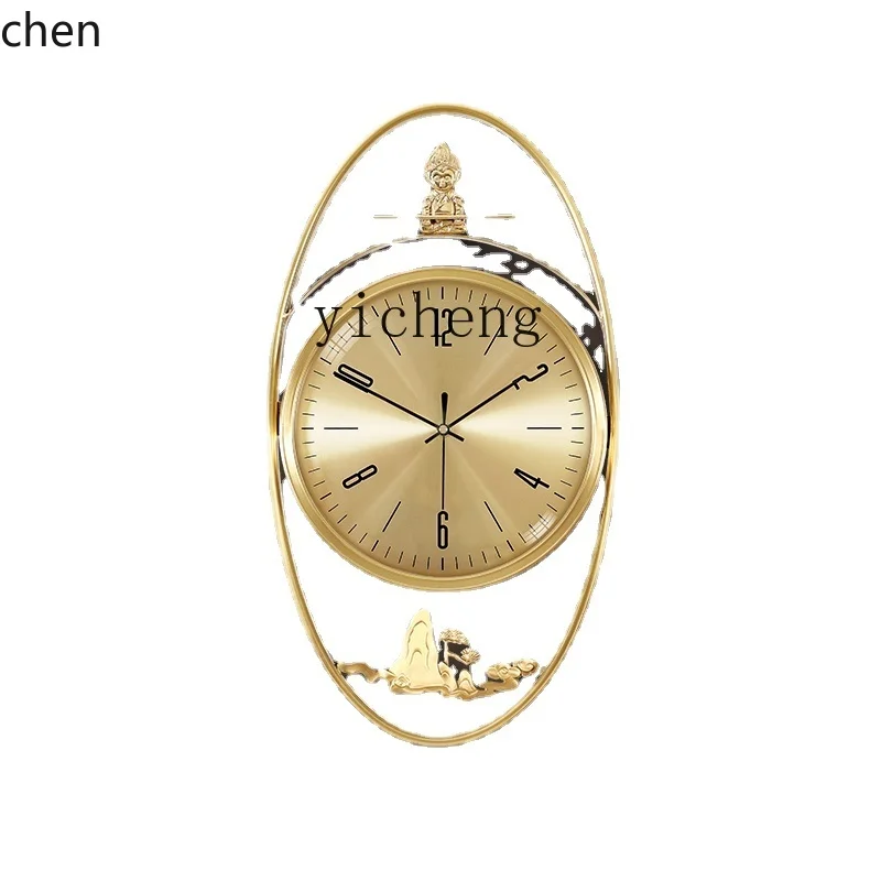 YFY Wall Clock Living Room Brass Home Fashion Wall Hanging Clock Sun Wukong Creative Decoration
