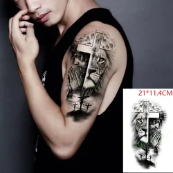 Waterproof Temporary Tattoo Stickers Praying Hand Cross Lion Animal Head Fake Tatto Flash Tatoo Body Art for Women Men