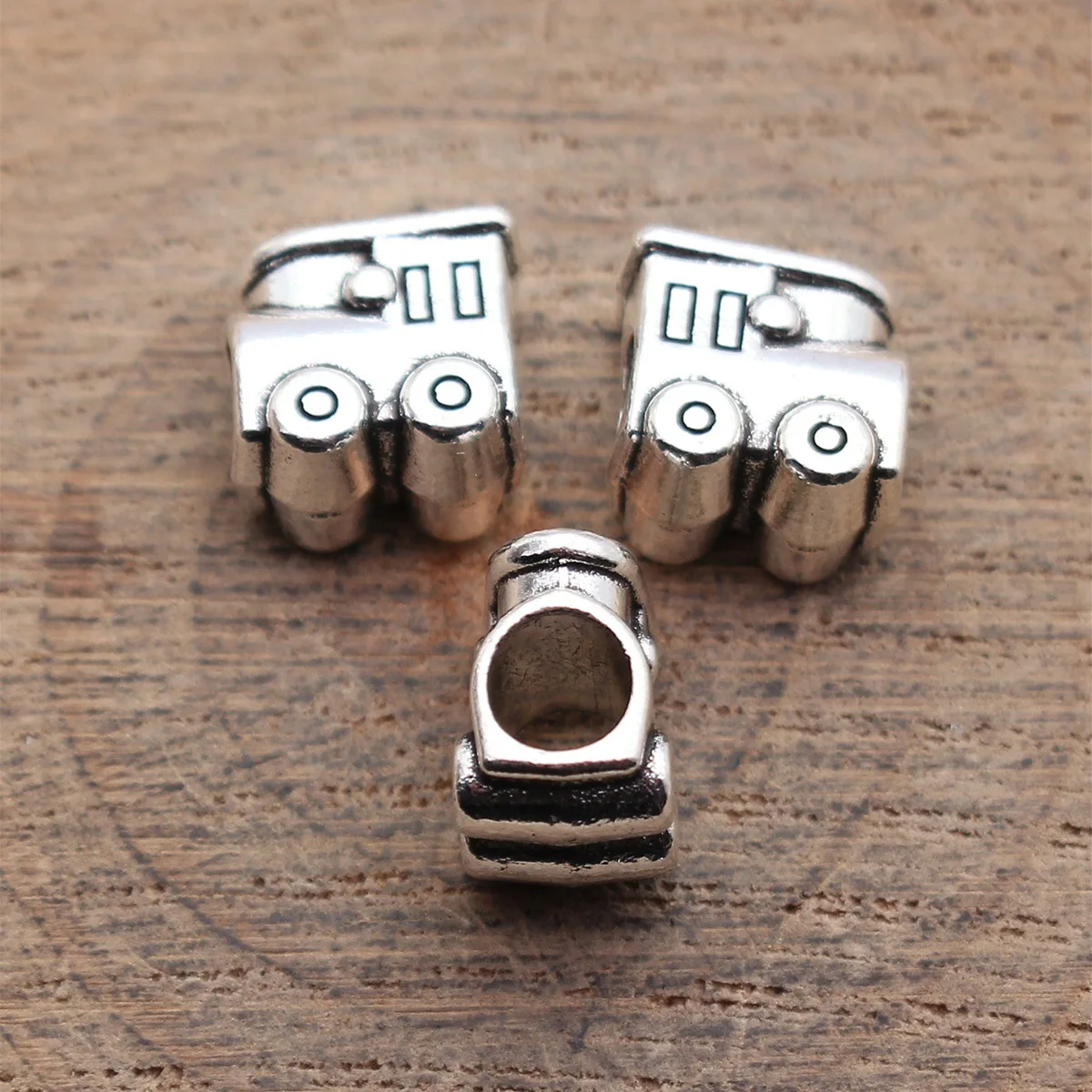 20pcs 11x11x7.4mm(0.43x0.43x0.28inch) Antique Silver Color Train Large Hole Bead DIY Hand Crafts Accessories