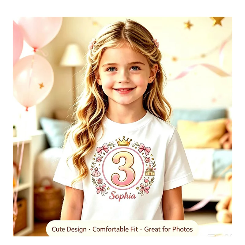 Custom Name Princess Kids Top Girls T-shirt Hoodie Birthday Party Outfit for Little Princess