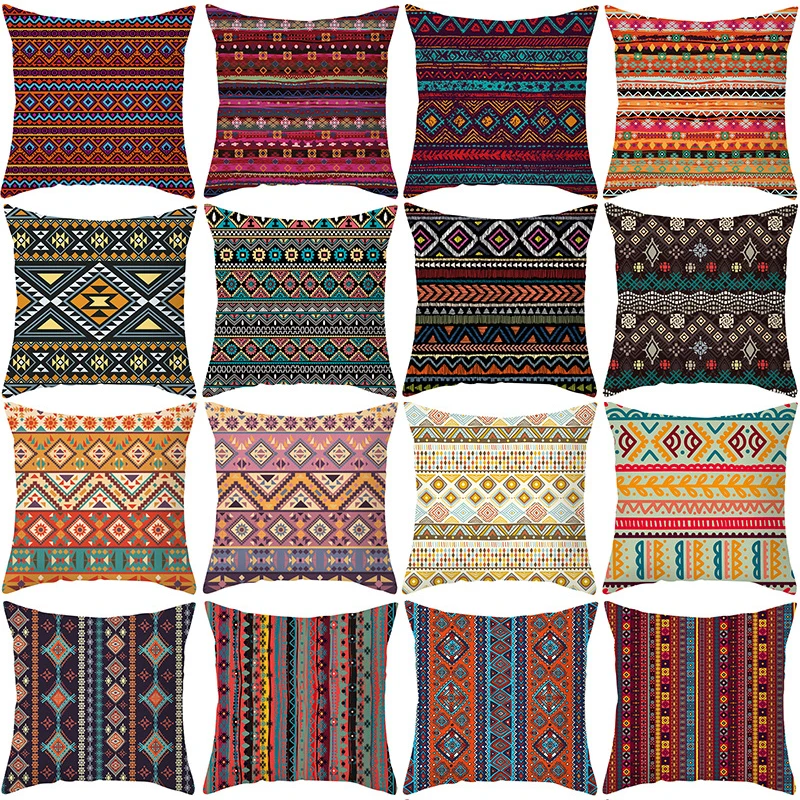 Bohemian style geometric pattern pillowcase African stripe cushion cover retro home decoration ethnic pillow