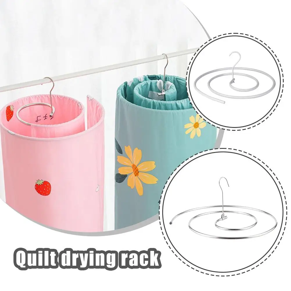 Round Spiral Quilt Sheets Hanger Home Storage Blanket Hanger Rotating Drying Rack Save Space Stainless Steel