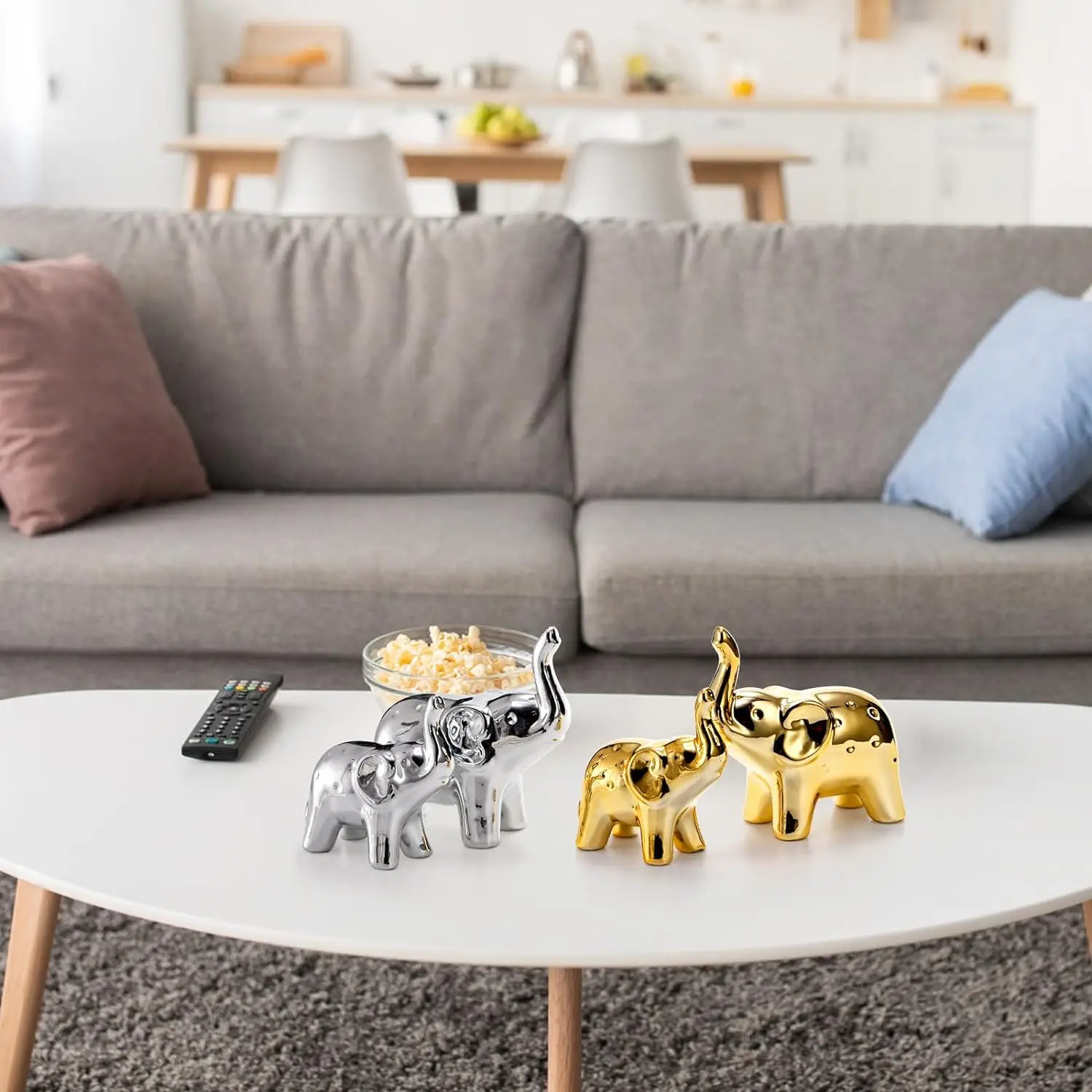 قطعتان من تماثيل الفيل السيراميكية ذات الطراز الحديث مناسبة لتزيين غرفة المعيشة المكتبية #6