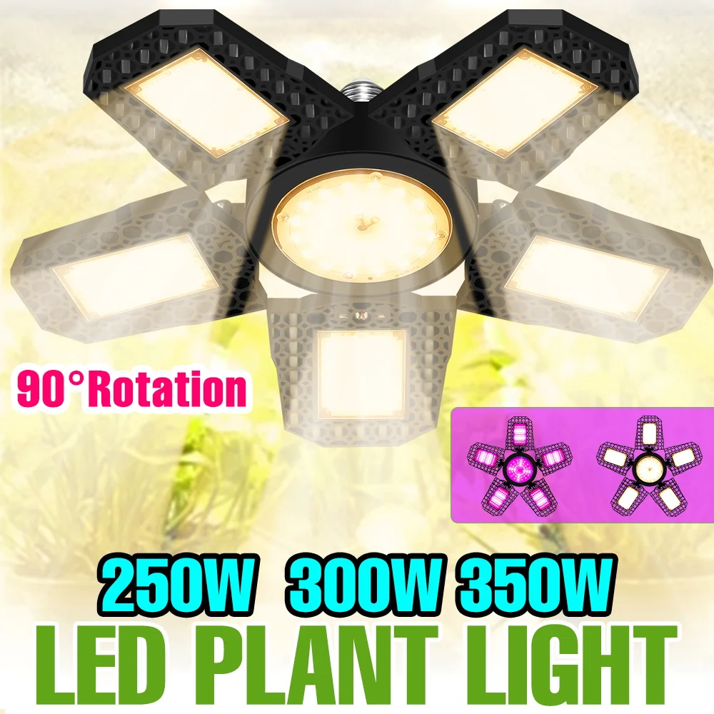 

Светодиодная лампа для растений 350 Вт E27/E26, полный спектр, складная, для выращивания в помещении, для теплиц, рассады, овощей и цветов