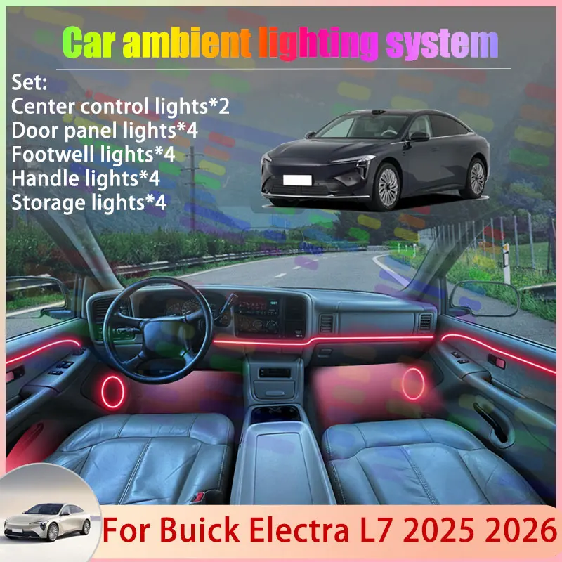 

For Buick Electra L7 2025 2026 2/24 in 1 Car Atmosphere Light Lamp RGB Shade Ensemble Streamer Atmosphere Set Accessories Auto