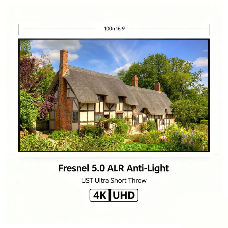 

100 Inch Fresnel ALR Projector Screen 4K Ultra Short Throw Laser TV Screen 1CM Narrow Bezel Ambient Light Rejection Home Theater