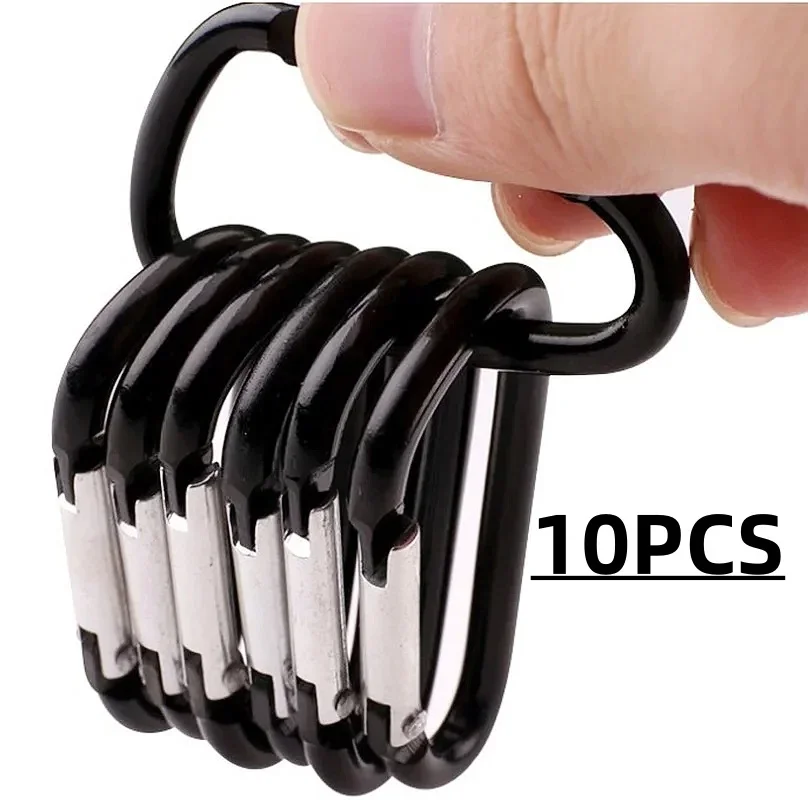 

10PCS Outdoor Carabiner D-shaped Bold Metal Travel Kit Camping Aluminum Survival Gear Mountaineering