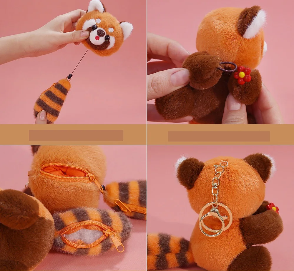 

Милый кулон в виде енота, мультяшная плюшевая игрушка, брелок в виде панды, кукла-рюкзак, подвеска