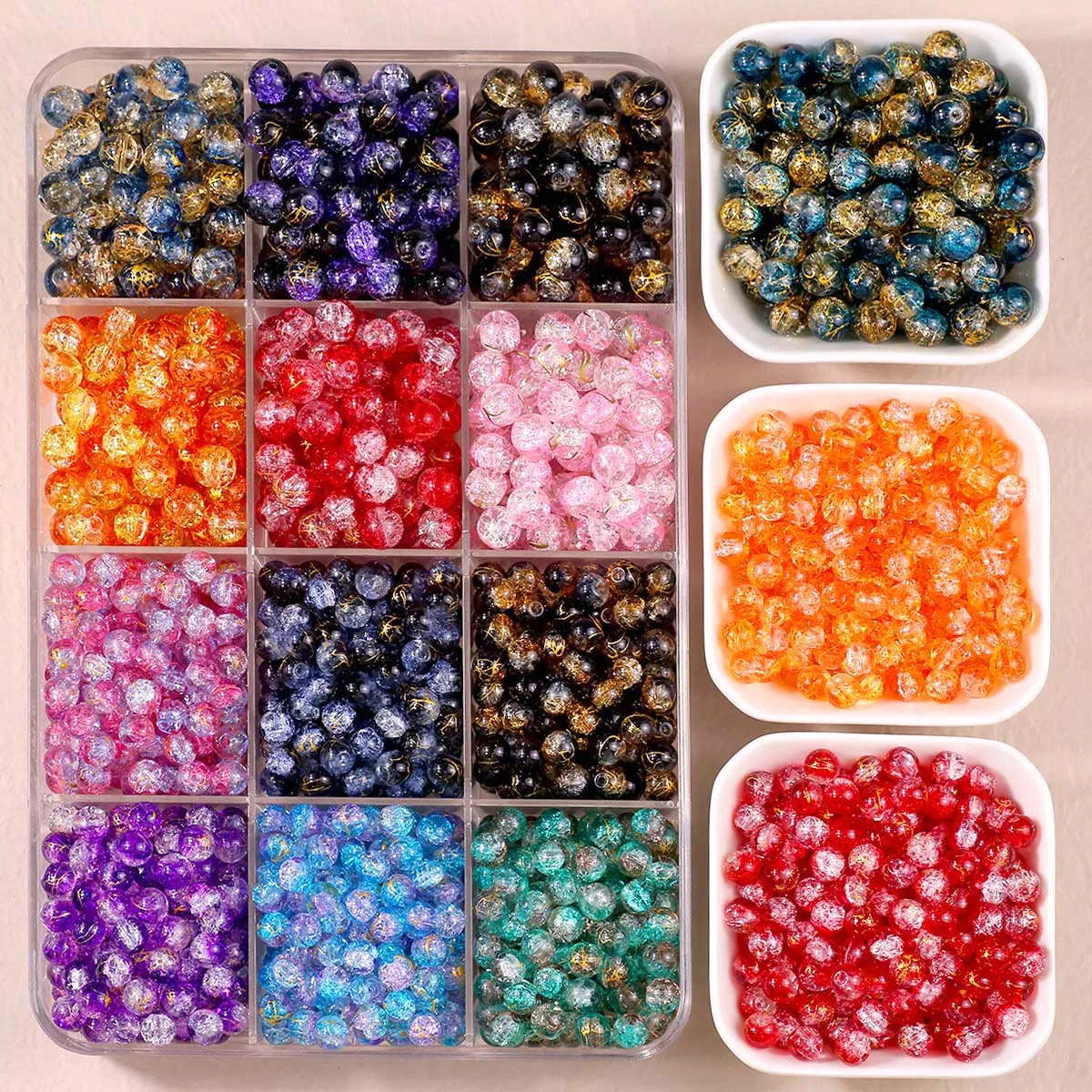 8/10mm Goldene Farbverlauf Dot Knistete Kristall Perle Runde Glas Spacer Lose Perlen Für Schmuck Machen Armband DIY Zubehör