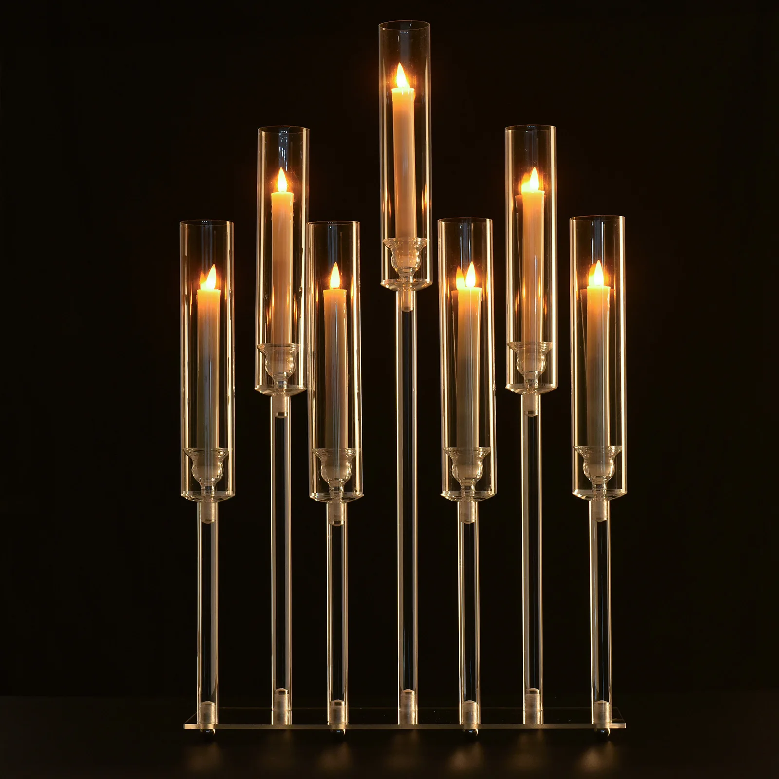 Candelabra 26.5 Inch Tall for Wedding Birthday Party Living Room Decor 4pcs 7-Arm Acrylic Candlestick Clear