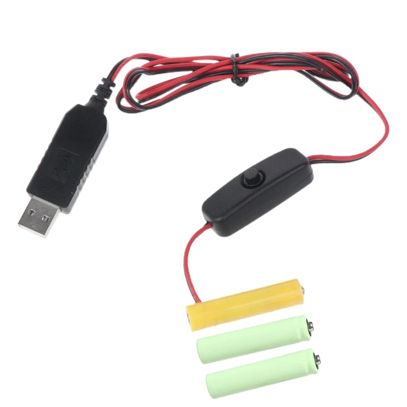 GR AAA Battery Eliminator USB Power Supply Cable Replace 3x 1.5V AAA Battery for Electric Toy Clock LED Light with Switch