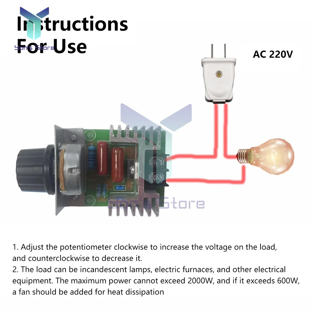 1Pcs BTA16 AC10-220V 2000W High Power Voltage Regulators SCR Speed Controller Electronic Voltage Regulator Governor Thermostat