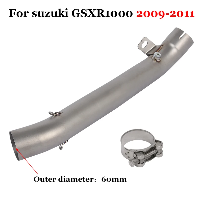 لسوزوكي GSXR1000 GSXR 1000 2007 2008 2009 - 2011 دراجة نارية العادم الهروب نظام الأوسط وصلة الأنابيب ربط 60 مللي متر الخمار #5