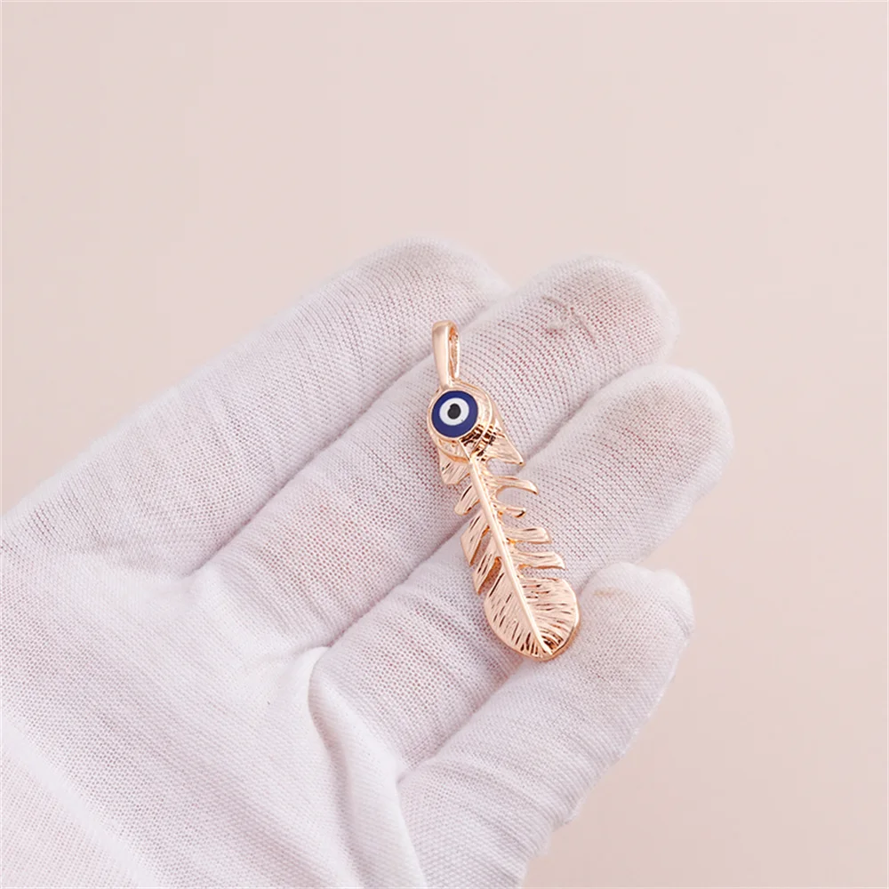 Leslie 5 Stück 13*47mm Charms Punk Große Blaue Augen Feder Anhänger für Ohrringe Halskette Handgemachter DIY Schmuck Zubehör – Detail 4