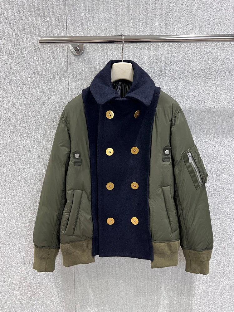 SVORYXIU الخريف الشتاء نمط جديد اليومية عادية صف مزدوج مشبك الربط أسفل سترة المرأة موضة خمر الدافئة أسفل سترة