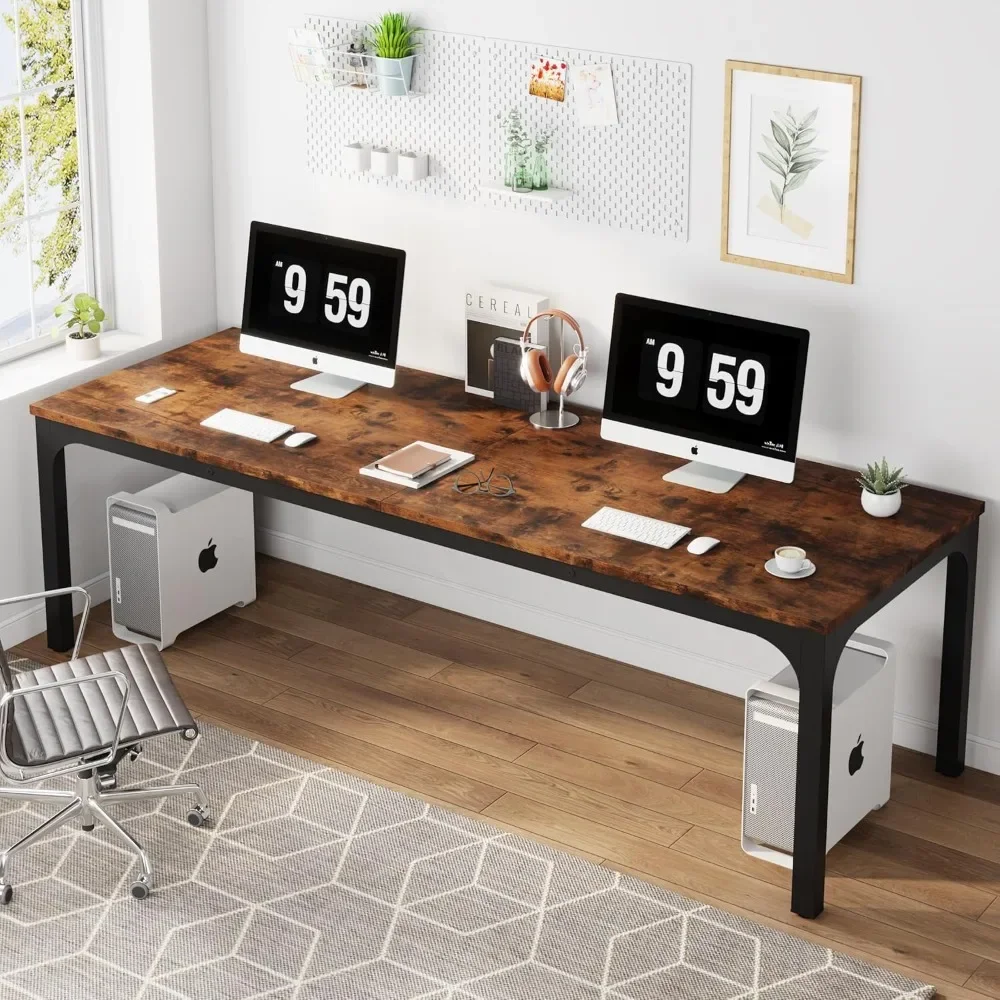 

Computer Long Desk, 2 Person Desk, 78.7 inch Extra Long Desk,Work Table for Home Office,Gaming,Brown