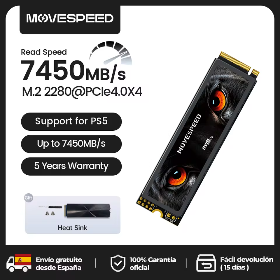 SSD MOVESPEED NVMe M.2 7450MB/s per PS5 e PC