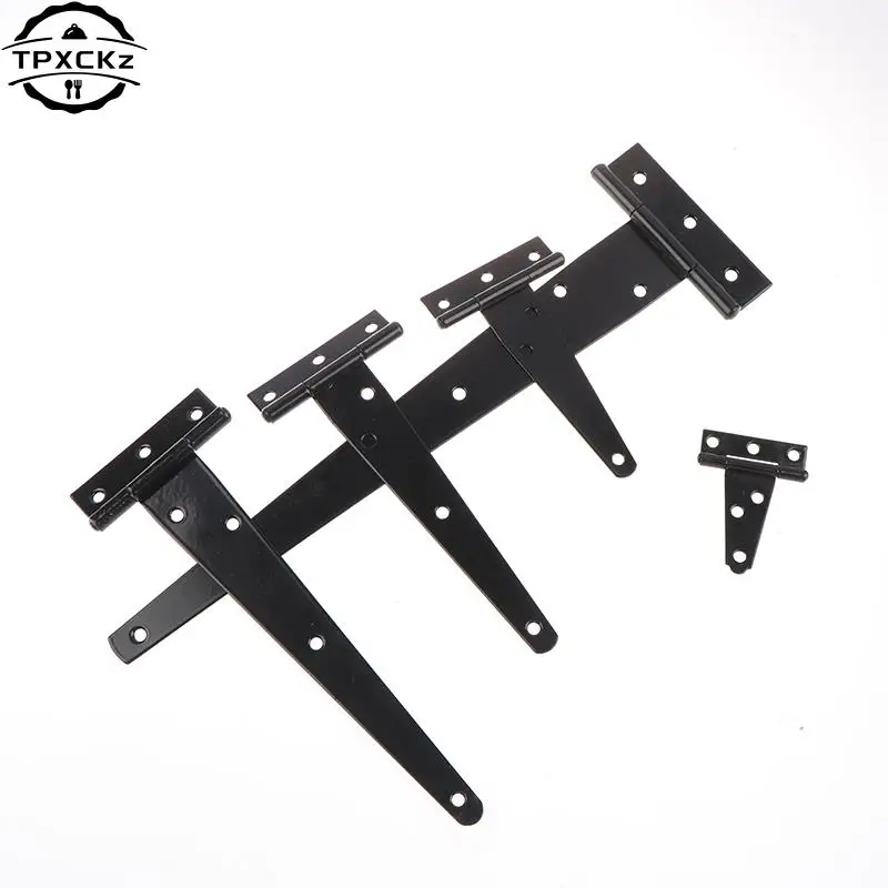 1X Iron Tee Hinge Black T hinges Cabinet Hinge Garden Shed 2-12inch Wooden Door Gate for Light Gates Doors Furniture Hardware