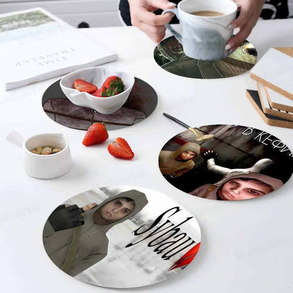 

Cry of Fear Game Themed Wooden Coaster Creative Heat-Resistant Non-Slip Table Mat, Suitable for Protecting Desktop