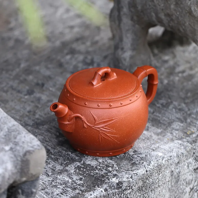 

Zanghutianxia Large Capacity Yixing Purple Clay Pot Handmade Bamboo Leaf Purple Sand Tea Set Raw Ore Descending Slope Mud Househ