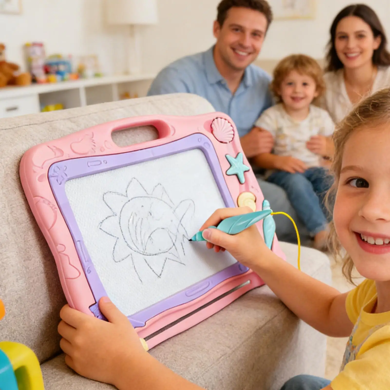 Magnetic Drawing Board for Kids Painting Pad with Pen Stamp Erasable Writing Board Travel Toy Birthday Gift for Boys Girls