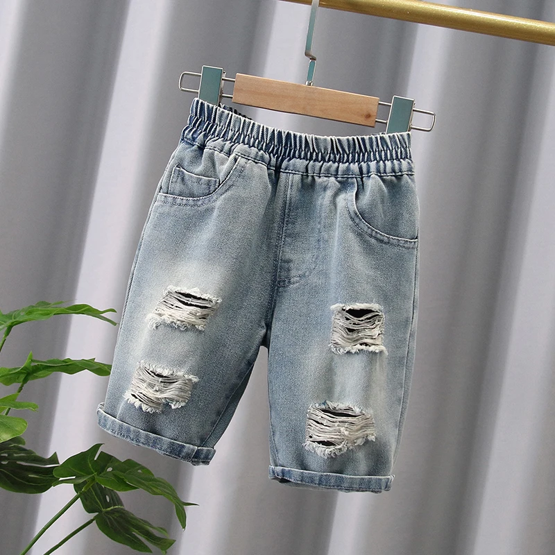 Boys' Summer Denim Shorts New Pi Shuai Boys' 5/4 Pants Children's Baby Summer Thin Pants Trendy