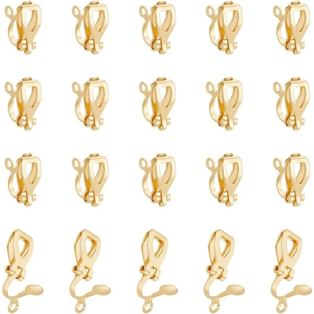 

20 шт., настоящие 18-каратные серьги-клипсы с петлей длиной 12 мм, серьги-клипсы из нержавеющей стали, компоненты преобразователя