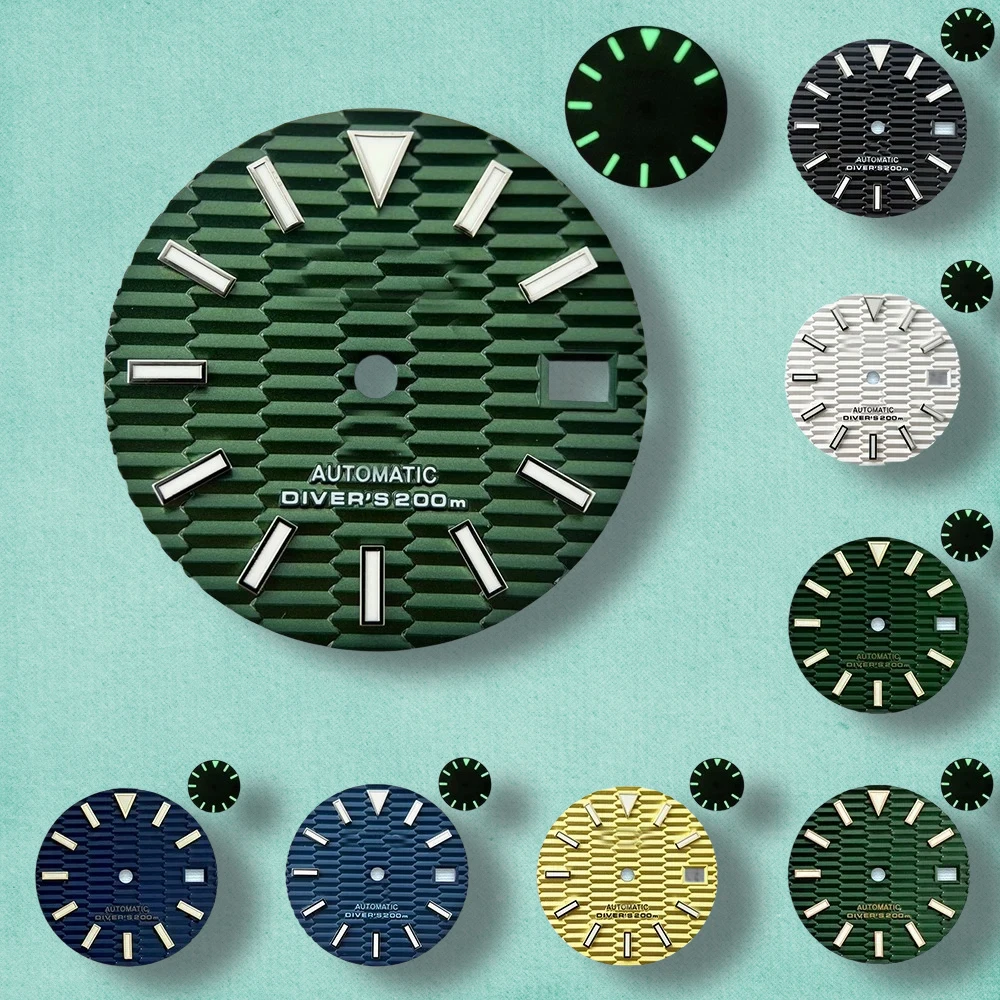 

28.5mm S Logo SKX007 Slope Dial Fit NH35/NH36/4R/7S Japanese Movement Green Luminous High-Quality Watch Modification Accessories