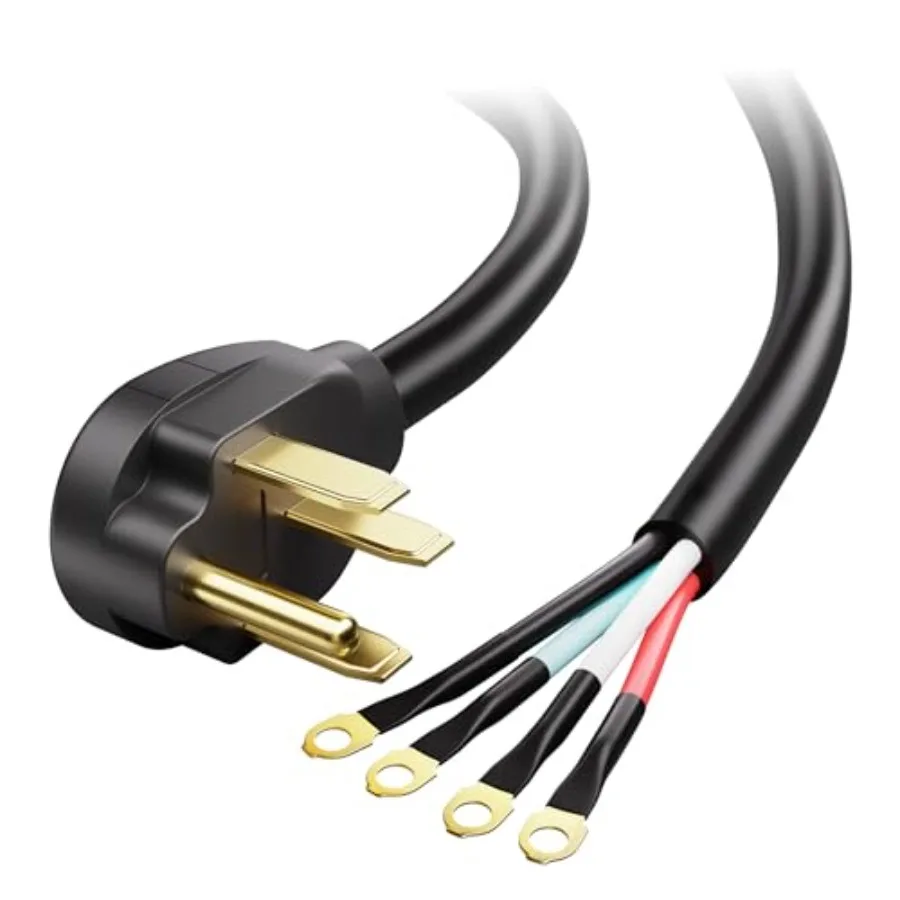 

Prong to Wire Range Cord - Heavy Duty 6/8 AWG 50 Amp Cord Compatible with Tesla Plug/EV Plug/ J1772 Connector NEMA 14-50P to 4-