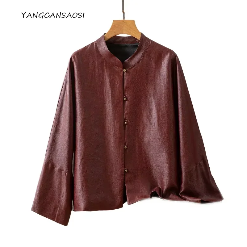 

Женская мода 202, осенняя новая внутренняя подкладка (полиэфирное волокно), натуральный шелковый шелк, красное облако, пряжа, кардиган с воротником-стойкой