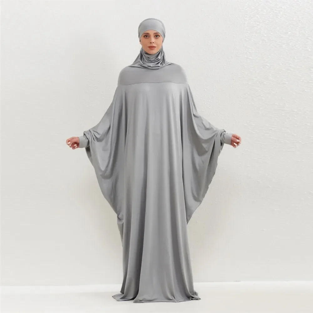 

Muslim Abayas Hijab Smocking Sleeve One-piece Prayer Dress Women Jilbabs Hooded Kaftans Islamic Dubai Saudi Robe Turkish Modesty