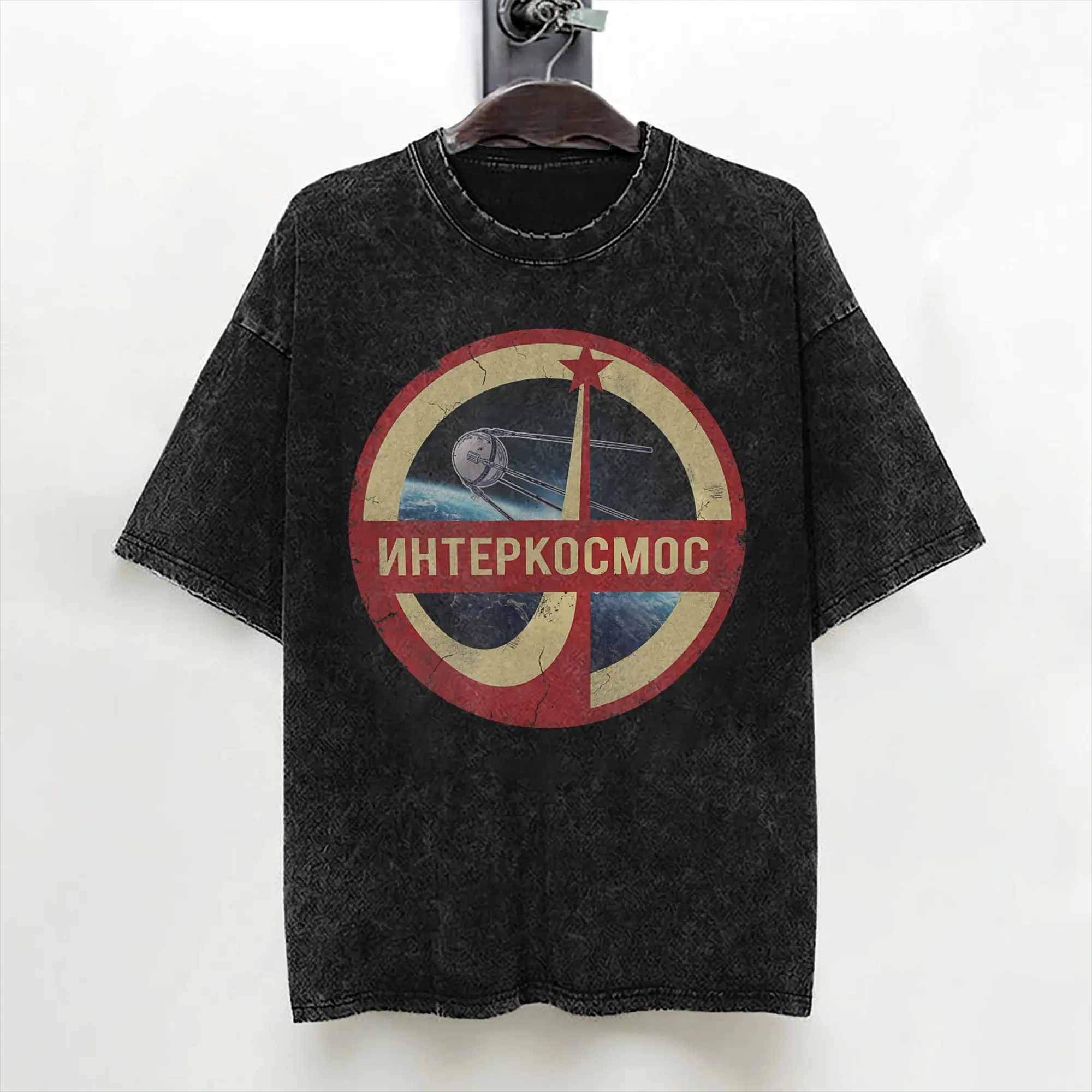 Sputnik Interkosmos Russian Book Tabs CCCP T Shirts Washed 100% Cotton Harajuku T-Shirts  Vintage Men Women Streetwear Tees
