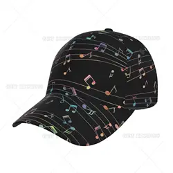 Colorful Neon Music Notes Baseball Cap for Men Women Adults Fashion Adjustable Dad Hat for Sports Camping Concert Print Size