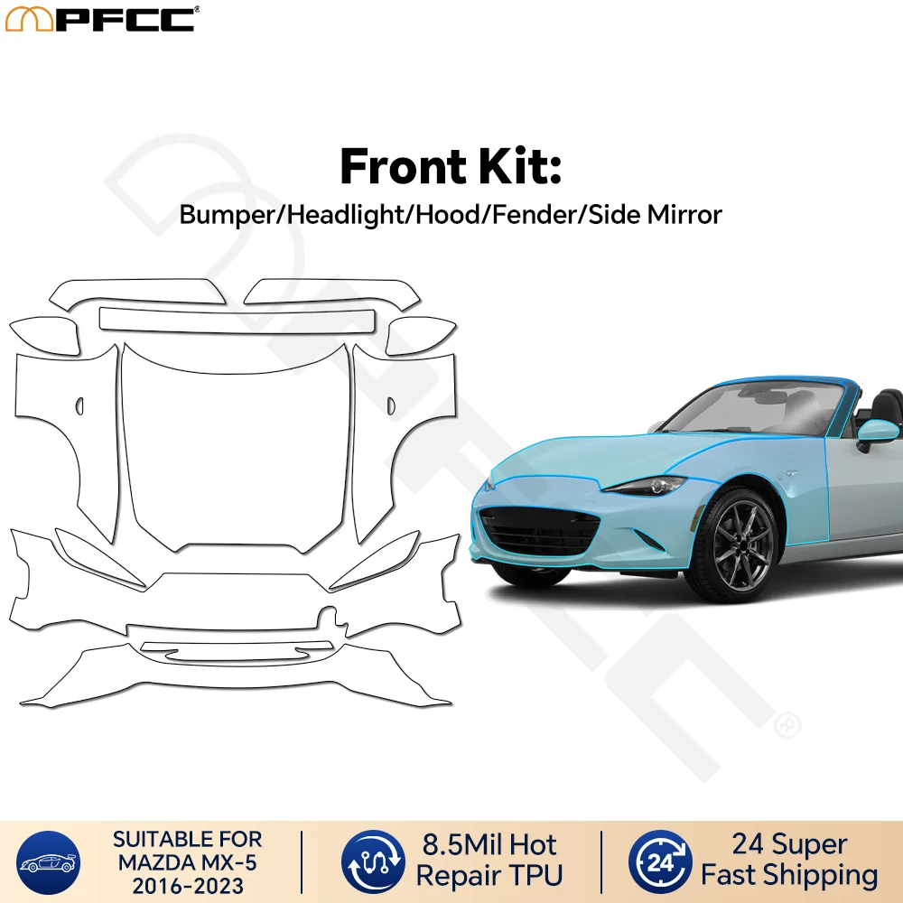 

Precut Front Hood Fender Kit For Mazda MX-5 2016-2023 TPU PPF Clear Paint Protective Film Self-Healing Anti-Scratch Waterproof