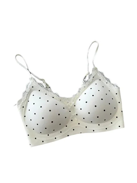 KUCLUT Floral Deep V Bare Sensation Underwear Breathable Red Crop Top Wireless Comfortable Nylon Cotton Lined Gathered Bralette