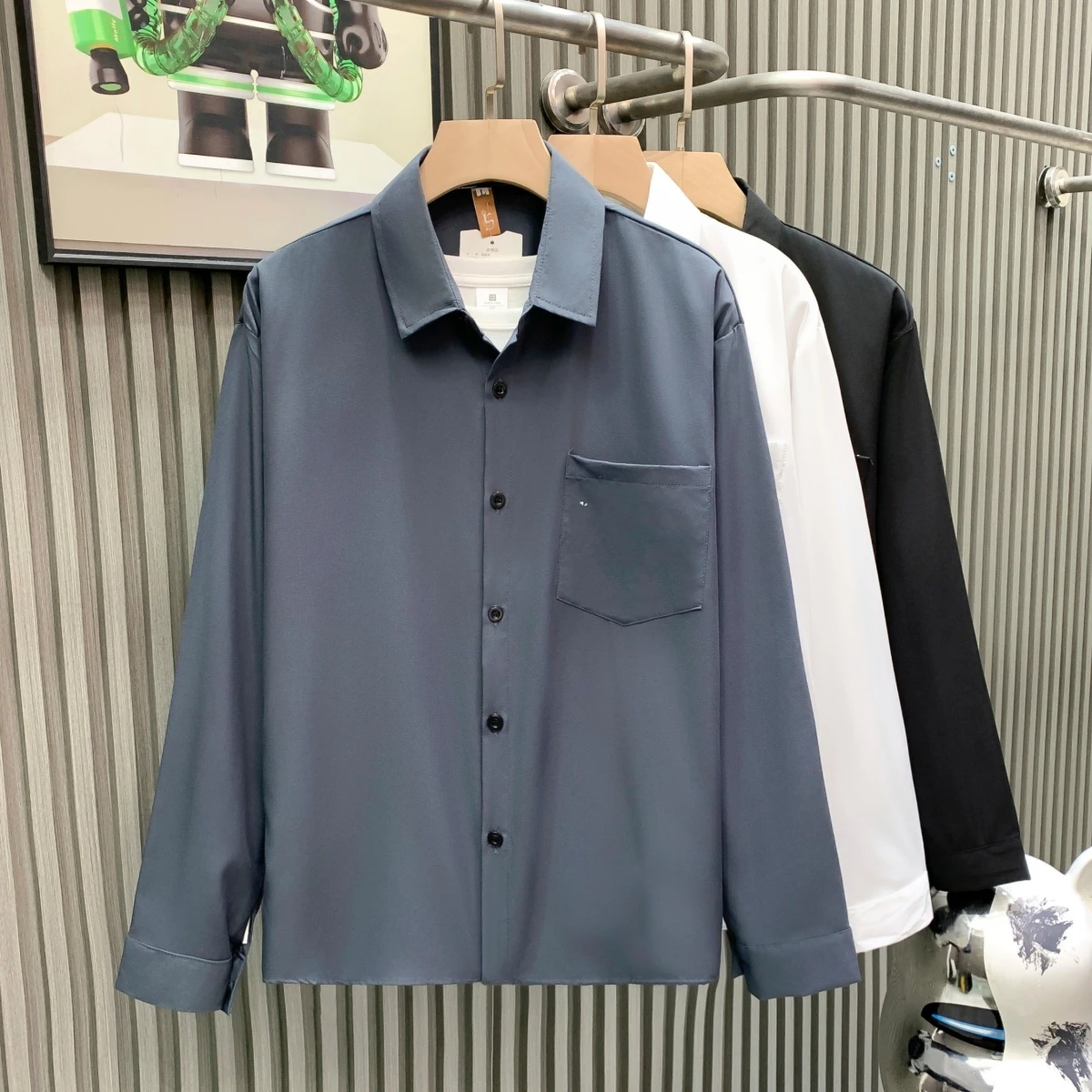 

Мужские длинные све ледяной шелк irt с драпировкой, тонкие свободные деловые подставки, подходят для irt, осенне-весенние модные волосы St irt