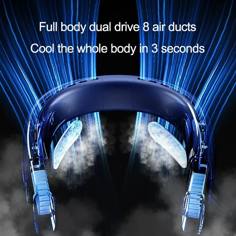 Cool Neck Fan Mini Bladeless Silent Fan USB Rechargeable 5 Speed Silent Wearable Neck Belt Electric Air Conditioning Fan
