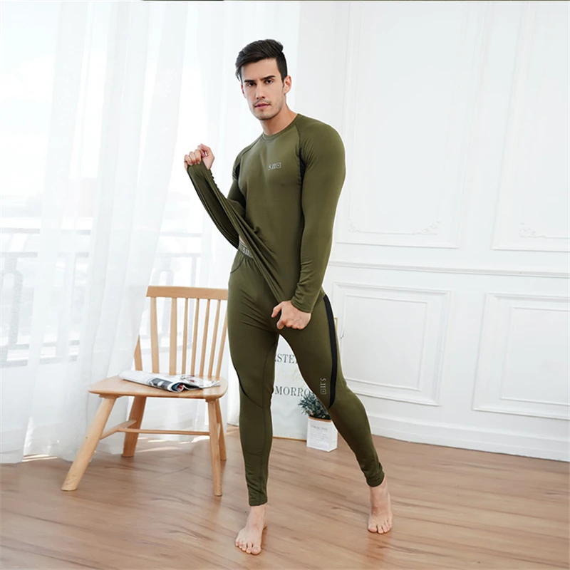 Thermal Underwear Men Winter Inner Wear Clothes Thermo Pajamas Tight Elastic Fitness Base Layer