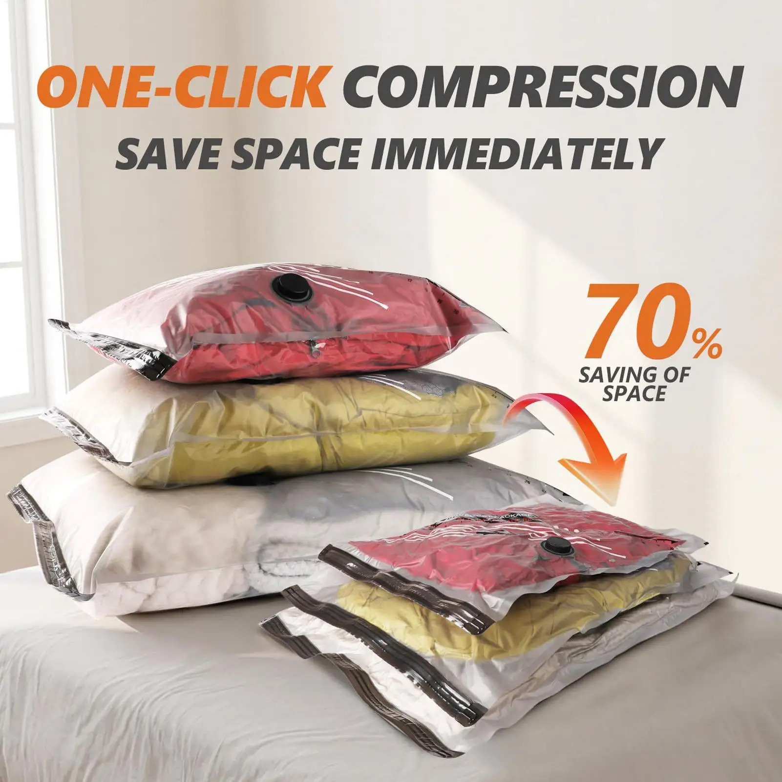 Vacuum Bags For Travel Reusable Compression Portable Blankets Bedding Space Bags For Business Trips Fitness Vacation Holiday - view 5