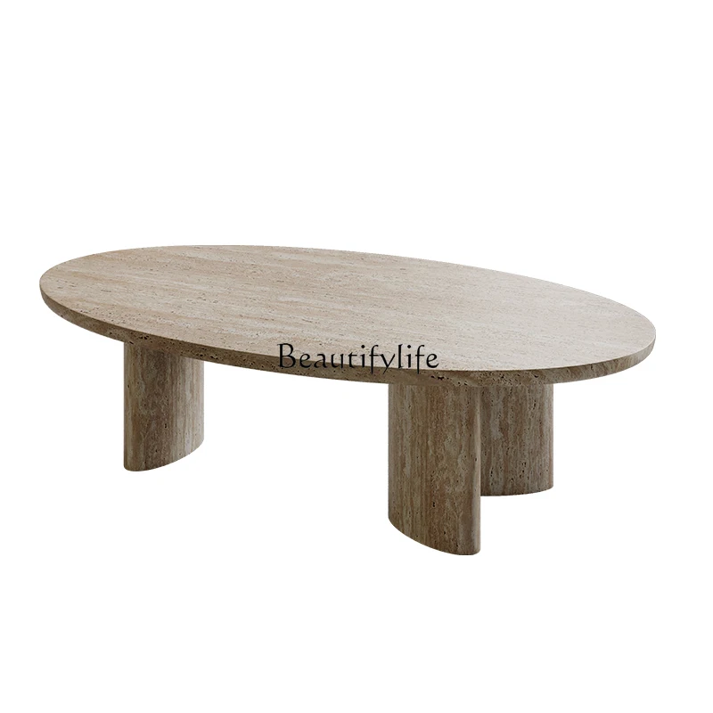 

Wabi Sand Wind Natural Travertine Coffee Table Living Room Household Marble Table