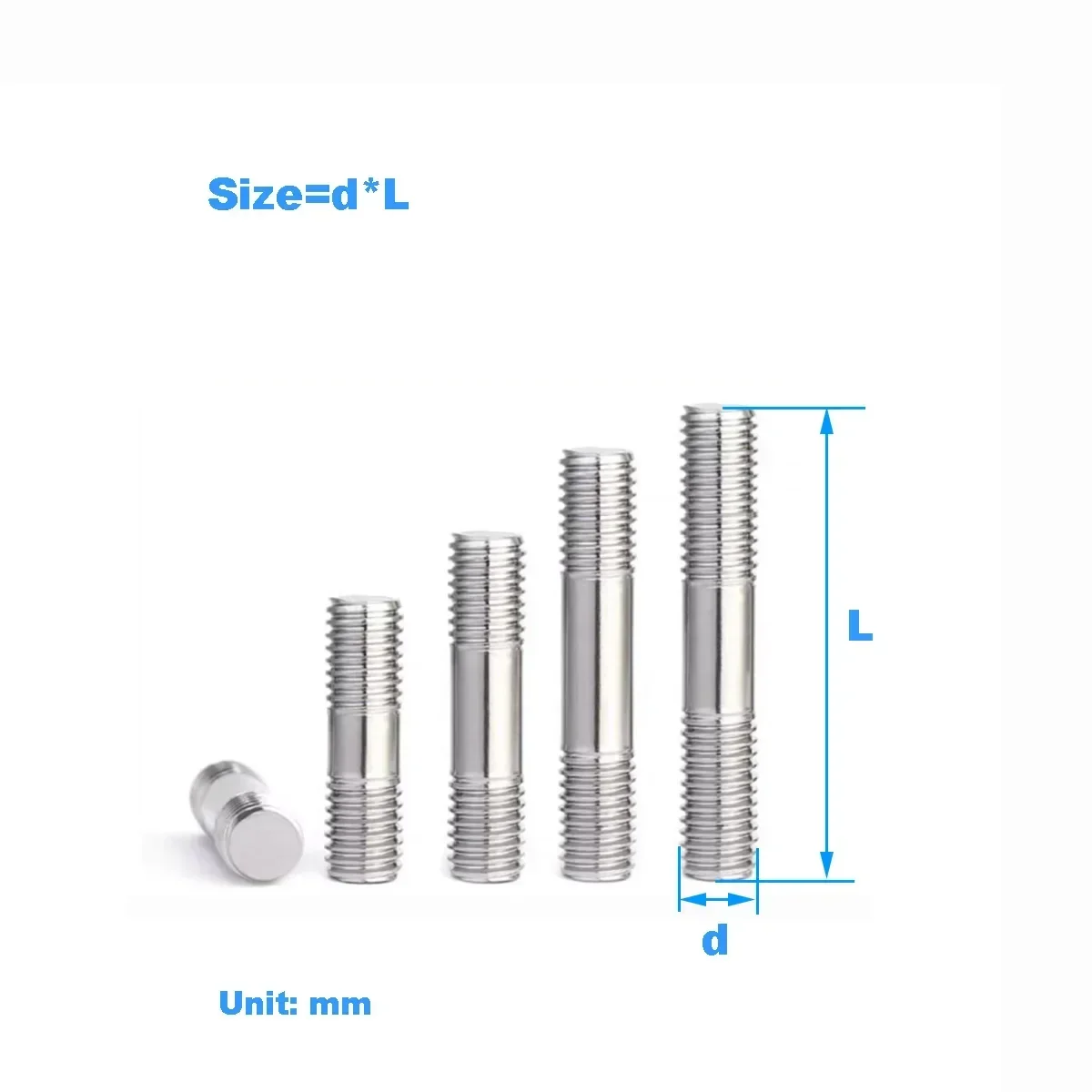 

304 Stainless Steel Double Head Bolt / Double Head Screw Stud M3M4M5